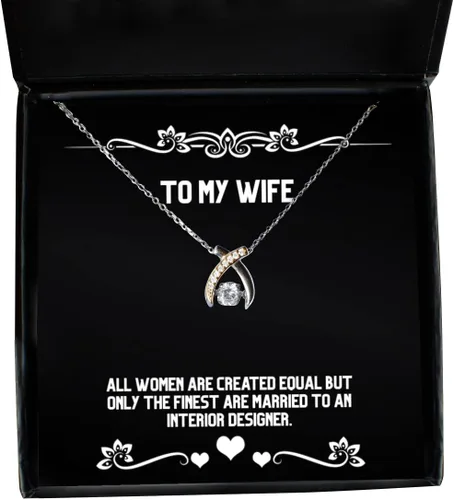 Game On Novelties Unique Wife, All Women are Created Equal but Only The Finest are Married to, Fancy Holiday Wishbone Dancing Necklace for Wife