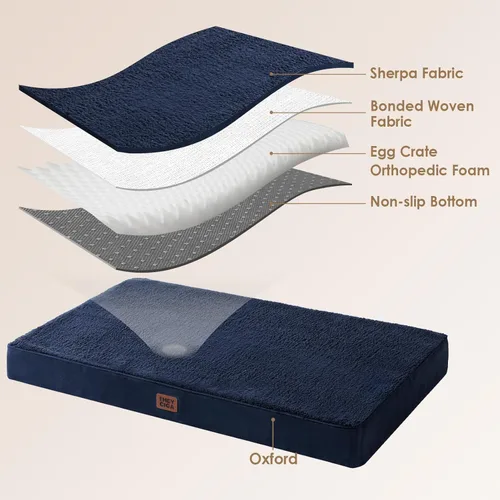 Vista 6 de EHEYCIGA Camas ortopédicas XL para perros extragrandes con funda extraíble lavable, color azul marino, 44 x 32 pulgadas