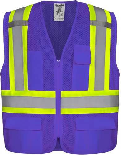 Vista 8 de KAYGO Chaleco de seguridad con bolsillos - Chaleco reflectante de alta visibilidad ANSI Clase 2 Chaleco de construcción