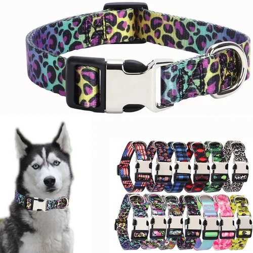 Vista 9 de Lindo collar para perros XS, pequeños, medianos y grandes, collar de nailon suave para mascotas, estampado 3D, con patrones multicolores, collares