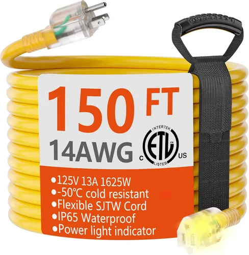 Vista 76 de HUANCHAIN Cable de extensión negro para interiores y exteriores, 3 pies, impermeable, calibre 16/3, flexible, resistente al frío, cable de extensión