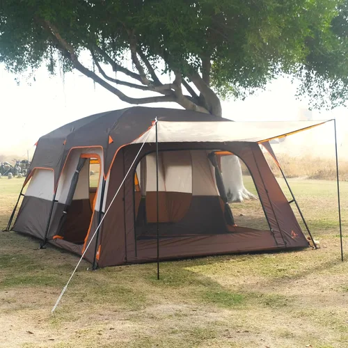 Vista 3 de KTT Extra Large Tent 12 Person,Family Cabin Tents,2 Rooms,3 Doors and 3 Windows with Mesh,Straight Wall,Waterproof,Double Layer,Big Tents for