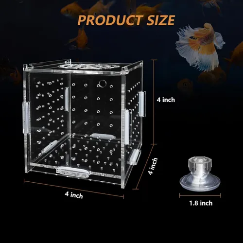 Vista 3 de GKPONSX Caja de cría de peces de acrílico, caja de aislamiento de peces transparente, incubadora de incubadora con ventosas para acuario, tanque