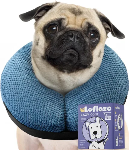 Vista 7 de Loflaze Collar Cono Inflable para Perro - Collar Cono de Dona para Cuello de Perro Alternativa Después de Cirugía - Cono Suave para Perros Grandes