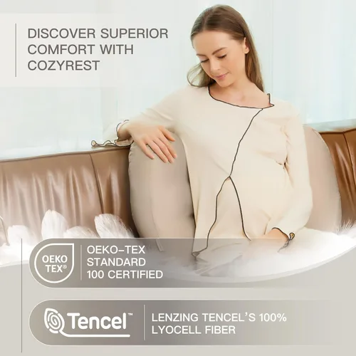 Vista 2 de Almohada de embarazo, almohada corporal ajustable, almohada refrescante de maternidad, funda lavable de Tencel Lyocell, almohada de viaje, almohada