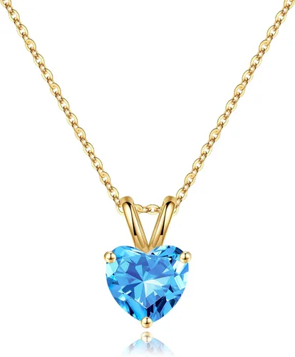 Vista 16 de SMILEST Dainty Heart Birthstone Necklace for Women, 925 Sterling Silver 01-enero-granate rojo
