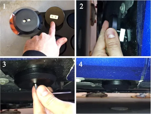 Vista 5 de Jack Pad - Disco de elevación de aluminio, adaptador de piso compatible con Corvette C8, C7, C6, C5 y para la mayoría de Porsches, paquete de 4