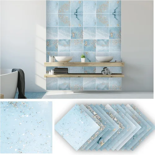 Vista 24 de Alwayspon 12 calcomanías de vinilo autoadhesivas para azulejos de pared, adhesivos de vinilo para azulejos de cocina, baño, 6 x 6 x 6 pulgadas