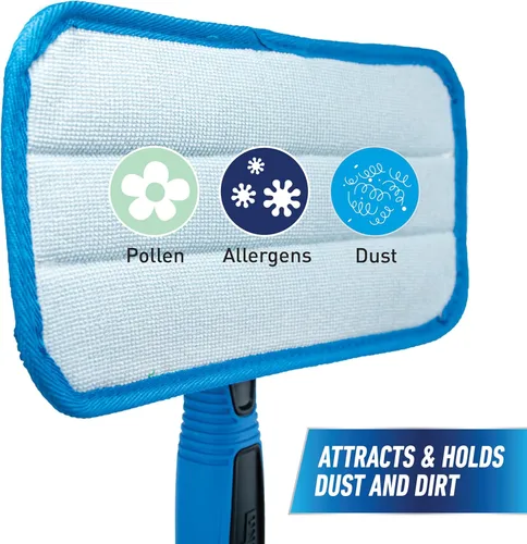 Vista 7 de Unger Kit profesional de limpieza de ventanas interiores ProClean con poste de 2 pies, herramienta de lavado con cabezal giratorio para esquinas