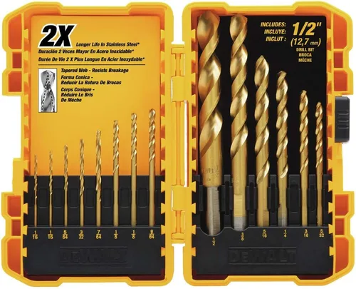 DEWALT DW1341 Juego de brocas de punta de velocidad de nitruro de titanio de 14 piezas