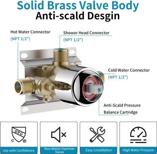 Vista 4 de GIVINGTREE Shower System with 6 Mode Bathtub Handheld Showerhead & Rain Shower Combo Set, 2 in 1 Shower Head Combo,Polished Chrome