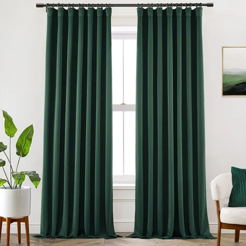 Vista 111 de SHINELAND Cortinas opacas de arándano borgoña de 102 pulgadas de largo, juego de 2 paneles para puerta corrediza de cristal, sala de estar, cortinas