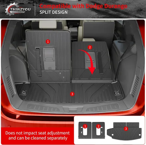 Vista 7 de Alfombrillas Compatibles con Dodge Durango 2016-2025 2026 de 6 Asientos, Alfombrilla de Carga, Protector para Asiento Trasero, Forro para Maletero