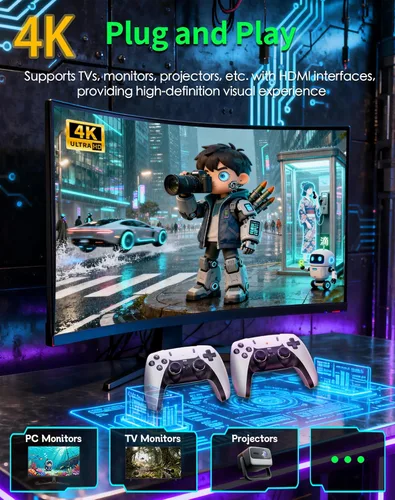 Vista 4 de 2025 Upgraded Retro Gaming Console Stick, Classic Video Games Stick with 4K HDMI, 20000+ Games, Built-in 23 Emulators, Plug & Play TV Video Gaming