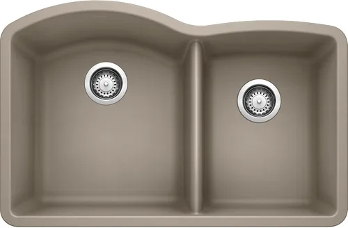 Vista 8 de BLANCO, Anthracite 440179 DIAMOND SILGRANIT 60/40 - Fregadero de cocina con doble cuenco con división baja, 32 x 21 pulgadas