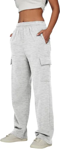 Vista 4 de Cargo Sweatpants for Women Casual Fleece Lined Joggers High Waisted Sweat Pants with Pockets