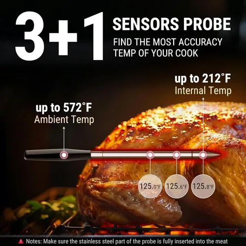 Vista 5 de TempSpike Termómetro digital inalámbrico para carne con aplicación, WiFi y Bluetooth para parrilla de barbacoa con alta precisión, sondas