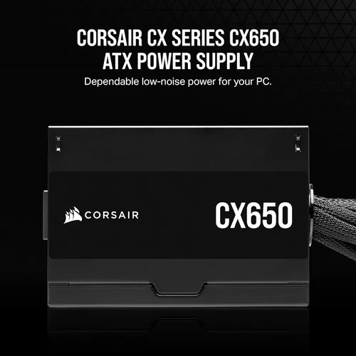 Vista 2 de CORSAIR CX650 80 Plus Bronce Fuente de alimentación ATX de bajo ruido no modular de 650 vatios - NA - Negro