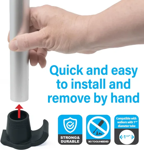 Vista 5 de Top Glides DuraSki - Esquís Walker Glide extra duraderos para tubos de 1 1/8 pulgadas (negro)