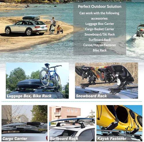 Vista 4 de CARMOCAR Barras transversales de repuesto para Jeep Grand Cherokee 2011-2021 con rieles laterales, barra transversal de aluminio, portaequipaje