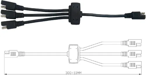 Vista 7 de Sunway Solar Panel Combiner 3 a 1 Cable de extensión con adaptadores SAE Conector para ampliar el cargador de batería solar y el mantenedor a una