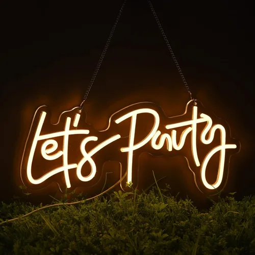 Vista 6 de Let's Party Neon Signs Dimmable Neon Light Sign for Wall Decor LED Neon Sign Art Decorative Lights for Bachelorette Party, Engagement Party