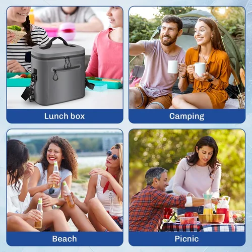 Vista 7 de Bolsa térmica aislada, 7/16/30 latas plegable con abridor de botellas para refrigeradores de almuerzo para picnic, playa, trabajo, viajes, bolsas