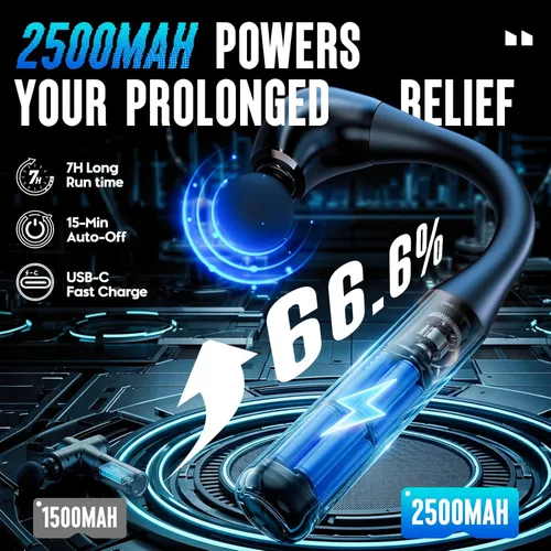 Vista 4 de FVZ Pistola de masaje con mango de extensión mejorado, pistola de masaje de 0.394 pulgadas de tejido profundo, masajeador de espalda