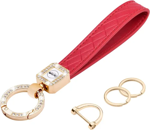 Vista 8 de Llavero de coche de cuero Bling Wisdompro, llavero universal de cuero de microfibra para llave FOB Llavero soporte de llaves accesorios