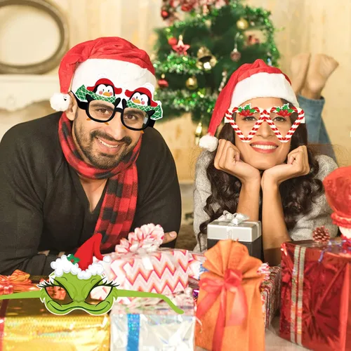 Vista 5 de HOWAF Gafas de Papel de Navidad, 30 Piezas Gafas de Fiesta de Navidad, Marco de Gafas de Navidad Accesorios de Gafas de Disfraz, Anteojos de Navidad