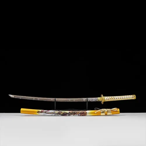 Vista 6 de Kamaiwo - Katana japonesa auténtica de acero de carbono de alta calidad 1045/1060 con templado en arcilla, forjada a mano, templada al calor