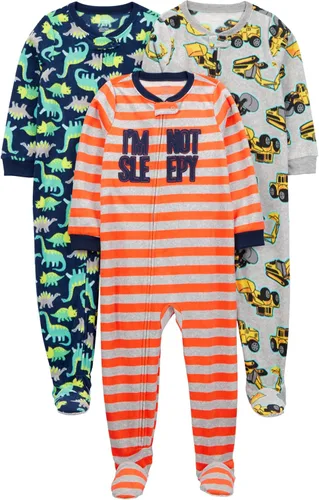Simple Joys by Carter's Pijamas de forro polar con pies de ajuste holgado y resistentes a las llamas para bebés varones