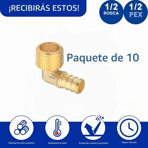 Vista 4 de 1/2 PEX B F1807 a 1/2 NPT Adaptador de codo roscado macho de latón LI-APXME1212 (10 unidades)