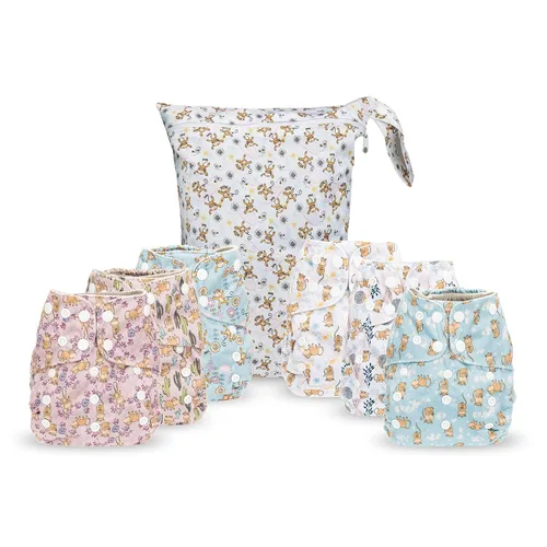 Vista 13 de Simple Being Pañales de tela reutilizables, doble refuerzo, talla única, lavables, suaves, absorbentes, impermeables, ecológicas, unisex, para bebé
