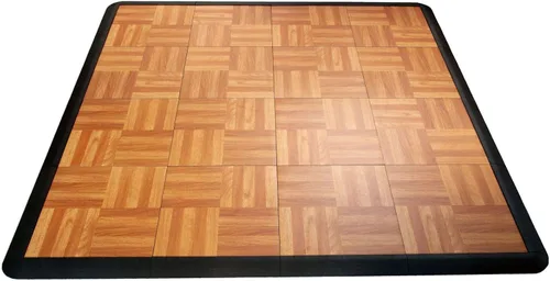 Vista 8 de Big Floors 3X3DKMAPLEFLOOR Kit de piso de baile modular entrelazado de plástico liviano (3' x 3'), roble oscuro, 21 piezas