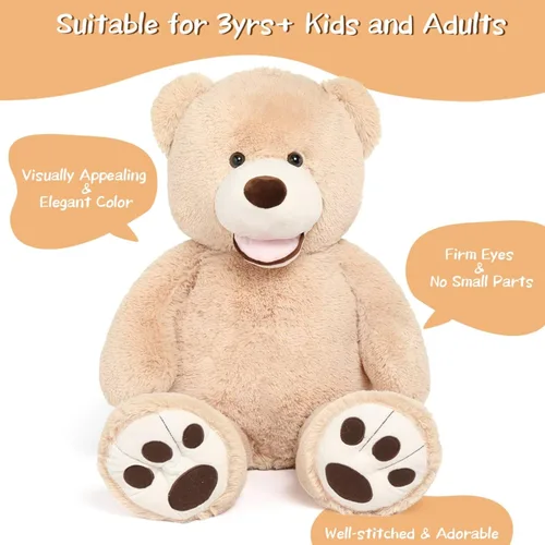 Vista 7 de DOLDOA 40" Big Teddy Bear Stuffed Animal for Birthday, Valentine's Day and Christmas, Big Bear Plush Stuffed Animals for Girlfriend, Large Stuffed