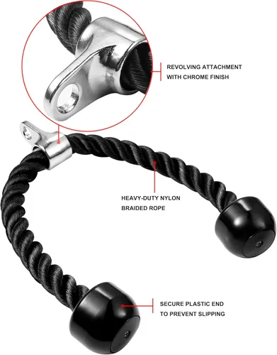 Vista 2 de Cable de tracción de cuerda de tríceps de lujo, 27 y 36 pulgadas de longitud, fácil de agarrar y antideslizante, accesorio de cable para ejercicio