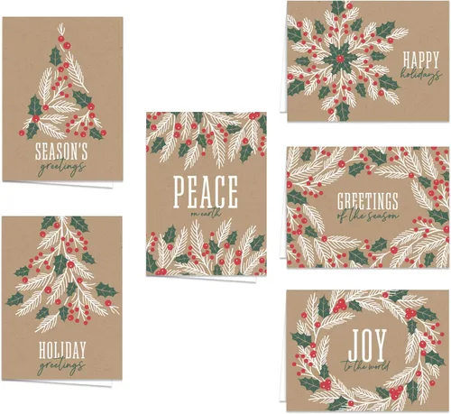 Vista 11 de Adorable paquete de tarjetas navideñas de gnomo, 24 tarjetas de notas de Navidad extravagantes con sobres blancos, 6 diseños ilustrados de gnomos