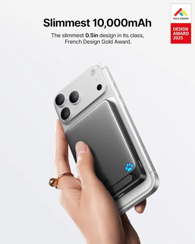 Vista 2 de INIU para cargador portátil magnético, certificado Qi2, banco de energía magnético más delgado de 45 W 10000 mAh, con cable USB C, para iPhone 17