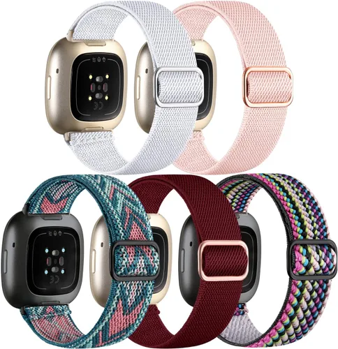 Vista 11 de Adorve Bandas elásticas de nailon compatibles con Fitbit Versa 3/Versa 4/Sense/Sense 2 para hombres y mujeres, banda deportiva elástica ajustable