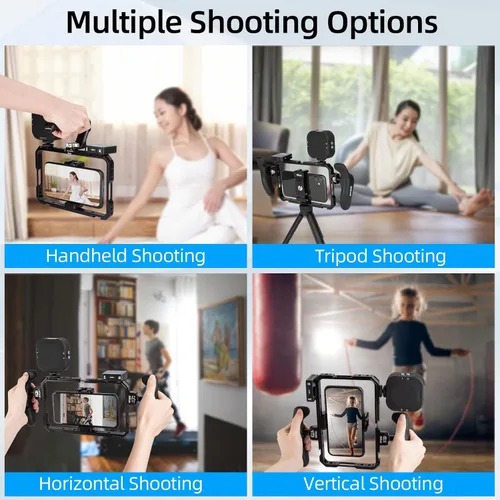 Vista 7 de Nitze T-MP01B - Jaula para teléfono inteligente, aparejo de video universal, con asas laterales ergonómicas, abrazadera ajustable para teléfono