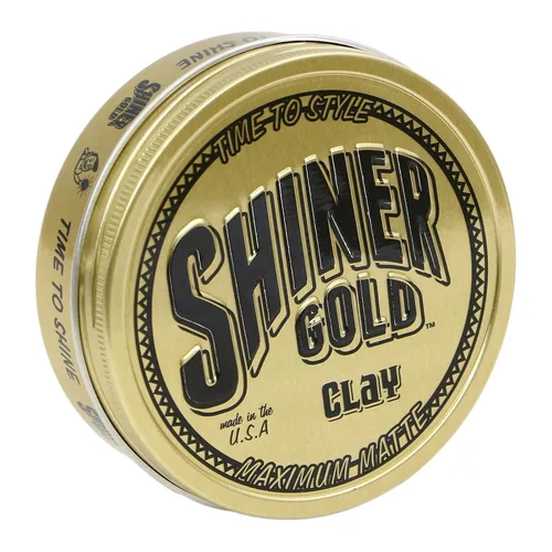 Shiner Gold - Pomada de arcilla | Fijación fuerte | Acabado mate | A base de agua | Aroma de coco, 3.5 onzas
