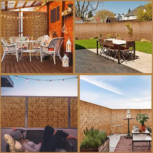 Vista 6 de Rollos de esgrima de caña natural, valla de bambú de 4 x 16.4 pies, valla de caña de bambú para patio al aire libre, paneles de pantalla