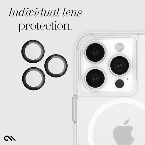 Vista 4 de Case-Mate Protector de lente de cámara con anillos de aluminio negro para iPhone 15 Pro Max/iPhone 15 Pro - Doble vidrio templado - Tecnología