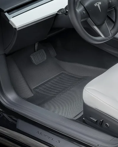 Vista 3 de TAPTES Alfombrillas para Tesla Model 3 2023 2022 2021 2020 2019 2018 2017, XPE Premium para todo tipo de clima para Tesla Model 3, forro de carga