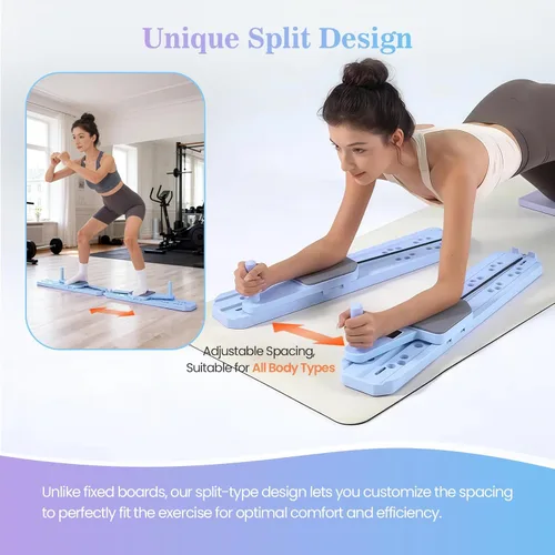 Vista 6 de Nicoler Portable Pilates Reformer Set- Pilates Board 8-in-1 Multi-Functional Pilates Equipment