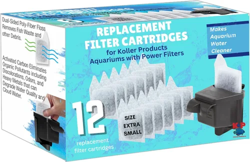 Paquete de 12 cartuchos de filtro XS para acuario, cartucho de repuesto para peceras Koller Products