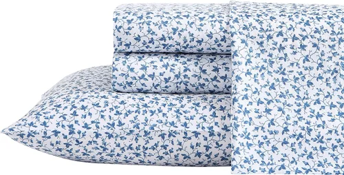 Vista 18 de Laura Ashley - Juego de sábanas individuales con sábana bajera y funda de Bettinas Blooms Rojo