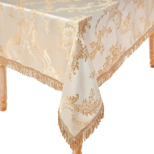 Vista 11 de Violet Linen Majestic Damask - Mantel con diseño de damasco, color beige, 54 x 72 pulgadas, rectangular