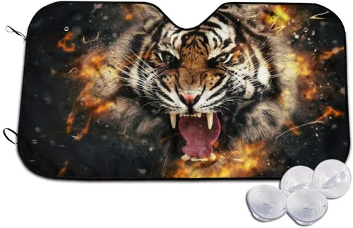 Vista 2 de Parasol personalizado para parabrisas de vehículo, protector de ventana frontal con diseño reflectante, protector contra rayos UV para automóviles